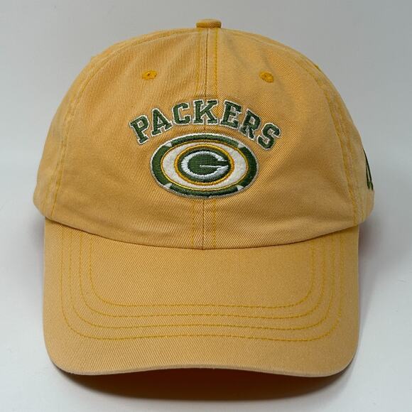 Vintage 90s Green Bay Packers Dad Hat Baseball Cap Yellow NFL Pro Line Strapback - Picture 1 of 11